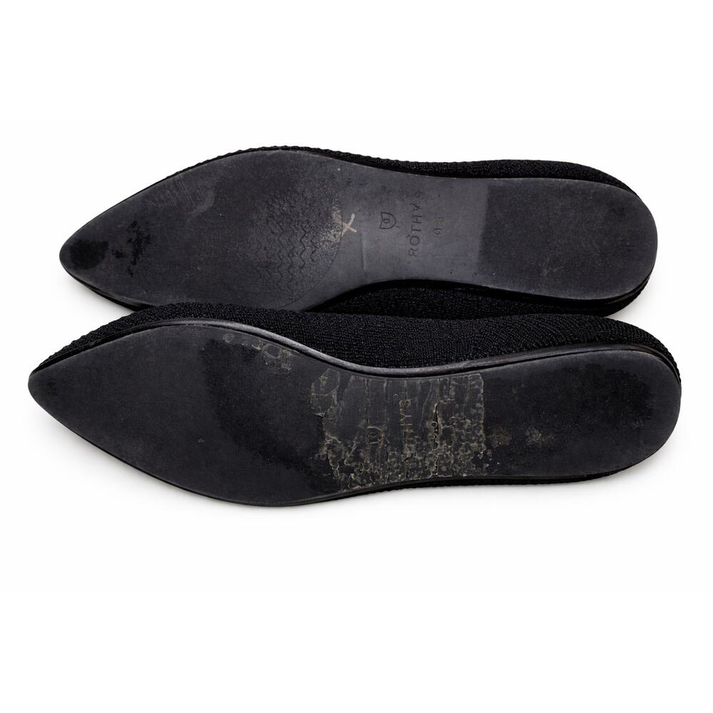 Rothy's Point Black Bow tie Women's Shoe Flats Loafers Slip Ons Size 9 - Picture 3 of 5